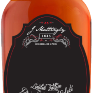 J. Mattingly 1845 Bottle Number 3 filled with bourbon and a black J. Mattingly label